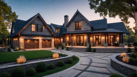 30+ Beautiful Farmhouse Exterior Designs Farmhouse With Big Windows, Luxury Exterior Design Dream Homes, Coastal Craftsman Exterior, Mountain Farmhouse Exterior, Dream Farmhouse Exterior, Rustic Modern Farmhouse Exterior, Elevations Architecture, Beautiful Farmhouse Exterior, Mountain Homes Exterior