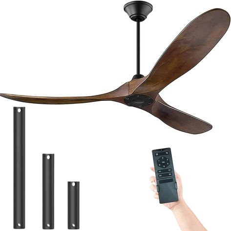 PROVIDE INSTALLATION VIDEO, Ceiling fans complete the installation in about 30 minutes, saving time and money.kits Include 3 down rods(5"/10"+24") 👍 Contact me FREE for 20"/ 40" down rods or longer down rods 💖 (which can be changed freely according to the height of the house), hand-held remote control, etc. you can Enjoy the dynamic, And it is safer to use with UL certification. Retro Ceiling Fans, Porch Gazebo, Ceiling Fan Size, Wood Ceiling Fans, House Porch, Propeller Ceiling Fan, Porch Ceiling, 52 Inch Ceiling Fan, Large Ceiling Fans