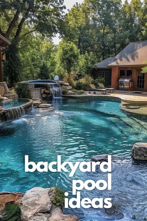 Harmonize your outdoor space with natural pool designs. These backyard ideas emphasize eco-friendly, chemical-free pools that blend beautifully with your garden landscape. Zero Entry Pool Backyard, Natural Swimming Pools Backyard, Natural Pools Backyard, Natural Pools Backyard Swimming Ponds, Natural Pool Ideas, Natural Swimming Pool Designs, Natural Backyard Pools, Swimming Pool Cocktail, Free Form Pools