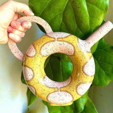 Donut Pottery Ideas, Ceramic Watering Bell, Pottery Watering Can, Watering Can Pottery, Clay Watering Can, Ceramic Wheel Thrown Ideas, Watering Can Ceramic, Ceramic Watering Can, The Potter's Hand