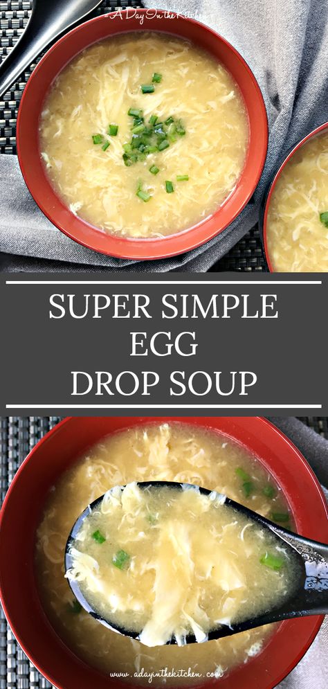 In about 5 minutes, with just 5 ingredients, you can be slurping up spoonfuls of this Super Simple Egg Drop Soup any time you want! Why wait until you go out to eat Chinese food when you can do this quickly and easily from home? #eggdropsoup #5ingredientsorless #chinesefood #soup #eggs #glutenfree Egg Drop Soup Easy, Chicken Kale Soup, Homemade Egg Drop Soup, Egg Drop Soup, Egg Drop, Chinese Food Recipes, Out To Eat, Chinese Soup, Easy Eggs