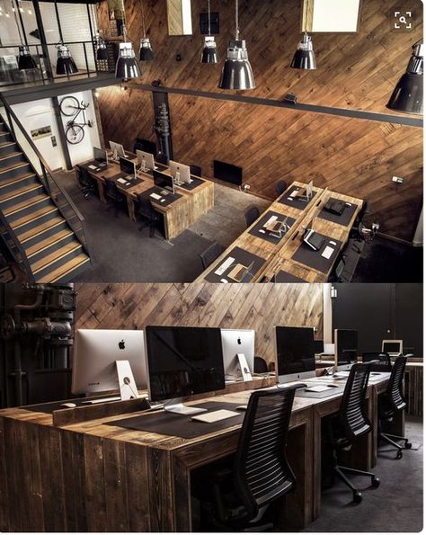 Modern Industrial Office Design, Professional Office Design, Modern Industrial Office, Warehouse Office, Industrial Office Design, Loft Office, Office Plan, Office Furniture Design, Office Layout