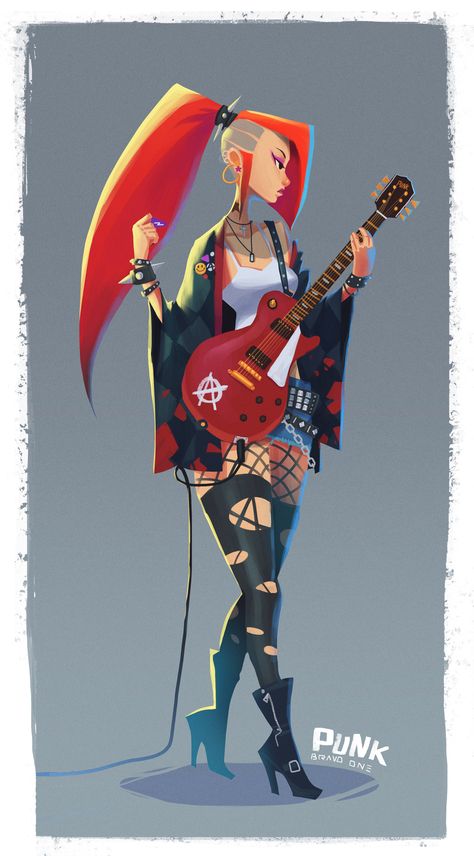 ArtStation - punk girl, wang dada Stephen Silver, Punk Character, Character Design Challenge, Arte Punk, Punk Art, Male Character, Punk Girl, Concept Art Drawing, Design Challenge