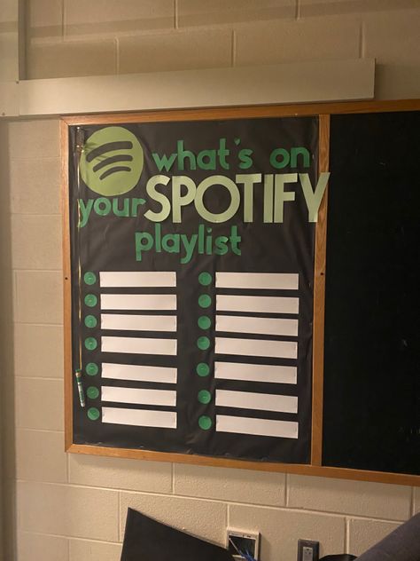 College Library Bulletin Board Ideas, Podcast Bulletin Board, Music Boards Bulletin Ideas, Music Bulletin Boards Middle, Bulletin Board Ideas Music, Choir Bulletin Boards High School, School Club Poster Board Ideas, Middle School Music Bulletin Boards, Music Themed Ra Bulletin Boards