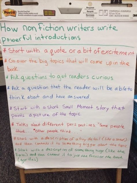 Fiction Anchor Chart, Objectives Display, Apple For The Teacher, Non Fiction Writing, Writing Introductions, Writing Anchor Charts, 4th Grade Writing, Writers Workshop, Middle School Writing