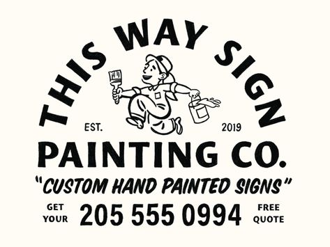 Painting Logo, Sign Painting, Shirt Design Inspiration, Retro Cartoons, Ex Machina, Hand Painted Signs, Badge Design, Custom Hand Painted, Logo Illustration