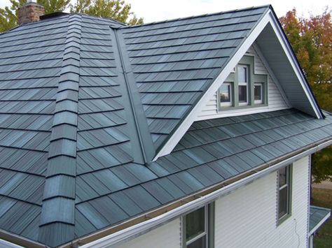 Beautiful metal roof | Arrowline Roofing | Steel Shingles | EDCO Metal Roofing Products Metal Shingle Roof, Metal Shingles, Green Building Materials, Shingle Roof, Roofing Options, Metal Roofs, Roofing Ideas, Roof Ideas, Steel Roofing