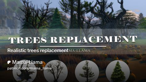 Realistic trees replacement | Mama-Llama Vampire Mansion, Mama Llama, Hawthorn Tree, Llama, 2 Colours, Sims 4, How To Become, Trees