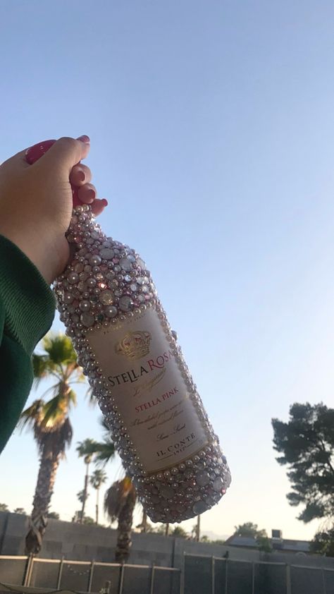 Bejeweled Stella Rosa bottle Bejeweled Bottles, Tequila Rose, Stella Rosa, Stella Rose, Decorated Bottle, Alcohol Bottles, Side Hustles, Tequila, Rose Wine