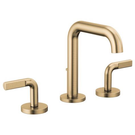 LITZE® Widespread Lavatory Faucet with High Spout - Less Handles 1.2 GPM Gold Faucet Bathroom, Brizo Bathroom Faucet, Brizo Litze, Gold Faucet, Spec Home, Faucet Bathroom, Faucet Design, Bar Faucets, Primary Bath