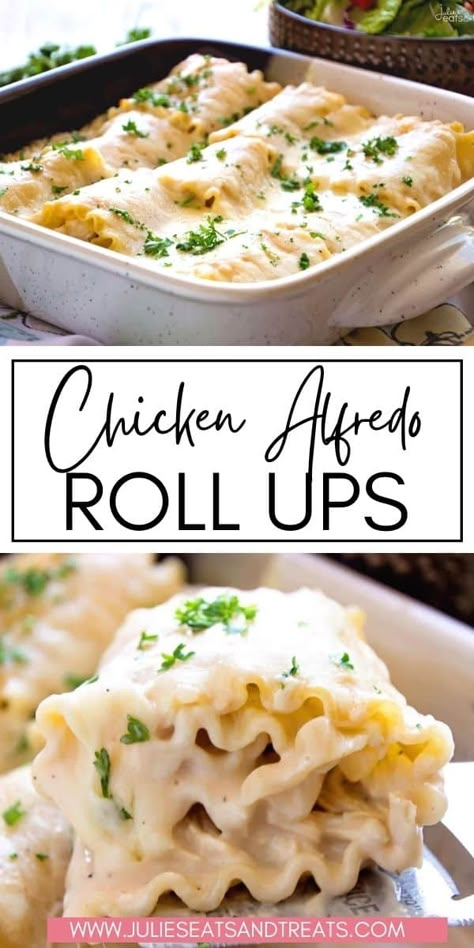 Main Meals For Dinner Chicken, Frozen Lasagna Roll Ups, 30 Minute Meals Healthy Chicken, White Sauce Lasagna Roll Ups, Simple Plain Dinner Recipes, Different Alfredo Recipes, Recipes With At Home Ingredients, Chicken Alfredo Rollups Lasagna Rolls, Chicken Alfredo Rollups