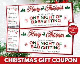 Babysitting Coupons Printable Free, Babysitting Coupon Printable Free, Free Babysitting Coupon, Babysitting Coupons, Babysitting Coupon, Christmas Gift Certificate Template, Christmas Gift Certificate, Christmas Coupons, Text Edit