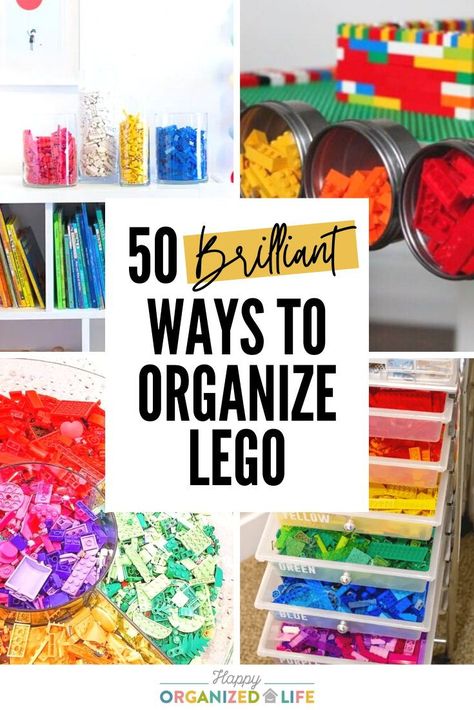 I know seeing a bunch of tiny lego pieces on the floor can feel so overwhelming you don’t even know where to start. That’s why I'm sharing these 50 brilliant and creative LEGO storage ideas as well as lots of info and tips on how to choose the perfect lego storage solution for your home. How To Organize Legos, Organize Legos, Lego Sorting, Lego Storage Ideas, Lego Storage Solutions, Lego Room Ideas, Lego Storage Organization, Lego Organization, Decluttering Inspiration