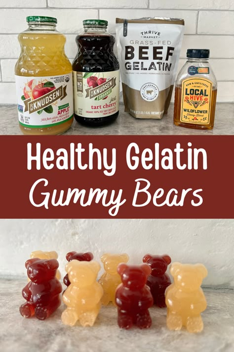 Make these healthy gelatin gummy bears with three simple ingredients for a yummy, healthy snack your kids will love! Dye Free Gummies, Homemade Healthy Gummy Bears, Gelatin Gummies Recipe, Gut Healing Gummies Recipe, Homemade Gummies With Agar, Honey Gummies Recipe, Gelatin Gummy Bears, Homemade Gummy Vitamins, Collagen Gummy Recipes