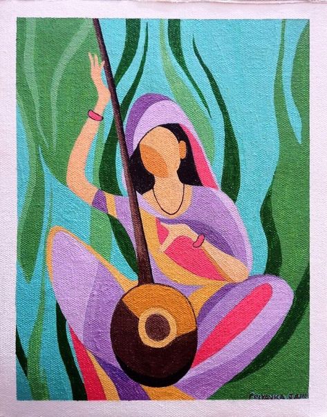 Easy Creative Canvas Paintings, Canvas Sheet Art, Painting On Canvas Sheet, Canvas Painting For Exhibition, Diwali Acrylic Painting Ideas, Canvas Sheet Painting Ideas, Acrylic Sheets Ideas, Meerabai Painting, Abstract Rangoli Designs