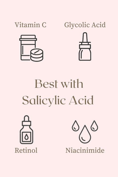 Learn about the serums that is best matched with salicylic acid. #retinol #niacinamide #vitamincserum #glycolicacid Retinol And Salicylic Acid, Salycilic Acid Routine, How To Use Salicylic Acid, Niacinamide Benefits, Retinol Niacinamide, Medical Aesthetician, Lovely Makeup, Routine Skin, Basic Skin Care Routine