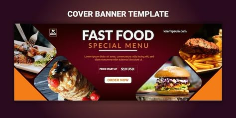 Food menu and restaurant facebook cover ... | Premium Vector #Freepik #vector #delicious #food-banner-restaurant #food-banner #food-cover Restaurant Flex Banner Design, Banner Restaurant Design, Poster Restaurant Design, Restaurant Banner Design Ideas, Food Banner Design Restaurant, Fast Food Banner Design, Food Banner Design Ideas, Restaurant Banner Design, Christmas Facebook Banner