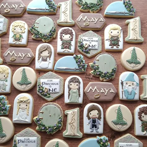 One Ring To Rule Them All Birthday, Middle Earth Birthday Party, Lord Of The Rings Cookies Decorated, One Year To Rule Them All Birthday, One Birthday To Rule Them All, Lotr First Birthday, Hobbit First Birthday, Lord Of The Rings First Birthday Party, Lord Of The Rings 1st Birthday Party