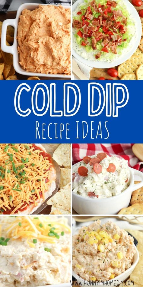 When it comes to party appetizers, you can't go wrong with cold dip for BBQs, picnics, potlucks, and parties! Whip up an easy no bake appetizer with the step by step instructions in each of these simple snack ideas. You can make your own gluten free or low carb finger foods to serve at your next get-together with just a few minutes of prep work. Dip For Tailgate, Dips That Can Sit Out, Camping Dips Cold, Creative Dips Parties, Easy Cheap Dips Appetizers, Easy Game Night Appetizers, Best Tailgate Dips Cold, Easy Potluck Dip Recipes, Snack For Potluck