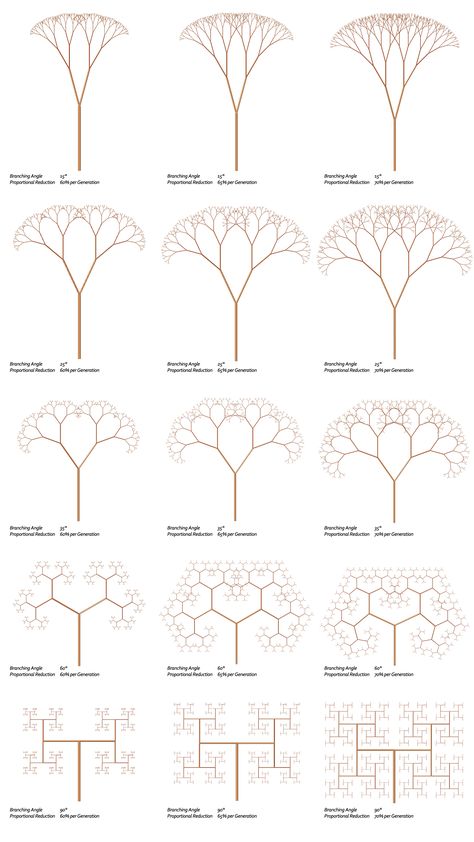 Fractal Trees – Basic L-System- Example 9.4 – Generative Landscapes Tree Architecture, Fractal Tree, Tree Structure, Geometry In Nature, Fractal Geometry, Sacred Geometry Patterns, Sacred Geometry Symbols, Sacred Geometry Art, Geometry Pattern