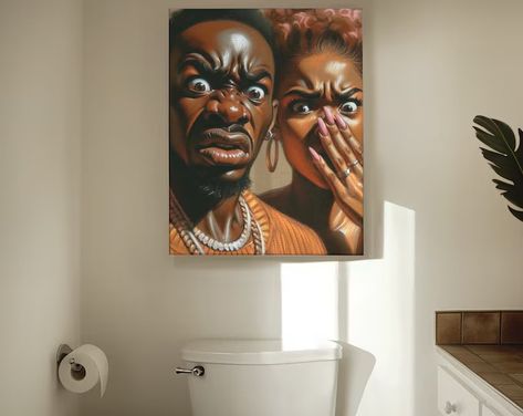 EbonicEmbrace - Etsy Coed Bathroom Decor, Stinky Bathroom Art, African Inspired Decor Bedroom, Black Bathroom Art, Art In The Bathroom, Afrocentric Bedroom Ideas, Afrocentric Art Inspiration, African Decor Bathroom, Large Bathroom Wall Decor Ideas