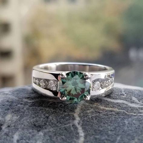 Green Moissanite, Unique Mens Rings, Promise Rings For Guys, Party Rings, Round Moissanite, Stone Engagement Rings, Band Engagement Ring, Engagement Rings For Men, Mens Band