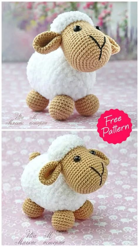 Amigurumi Cute Sheep Free Crochet Pattern / via Ida M. • Instagram: @softs stories Crochet Sheep Free Pattern, Crochet Lamb Pattern, Crochet Sheep, Crochet Toys Free, Pola Amigurumi, Crochet Animals Free Patterns, Crochet Baby Toys, Toys Ideas, Crochet Amigurumi Free Patterns