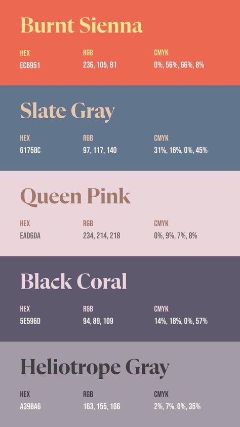 Colors:
EC6951
61758C
EAD6DA
5E596D
A39BA6 Earth Pastel Color Palette, Magic Colour Palette, Vintage Color Palette Hex Code, Aesthetic Color Palettes Hex Codes, 2 Color Palette, Pantone Color Chart, Color Combinations Home, Flat Color Palette, Website Color Palette