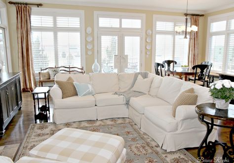 Slip Covered Sectional Sofa, Slipcover Sectional Living Room, Sectional Covers Slipcovers, Uppland Sofa Living Room, Slip Covered Sectional, Uppland Sectional, Pottery Barn Slipcover Sofa, Slipcovered Sectional Sofa, Sectional Living Room Ideas