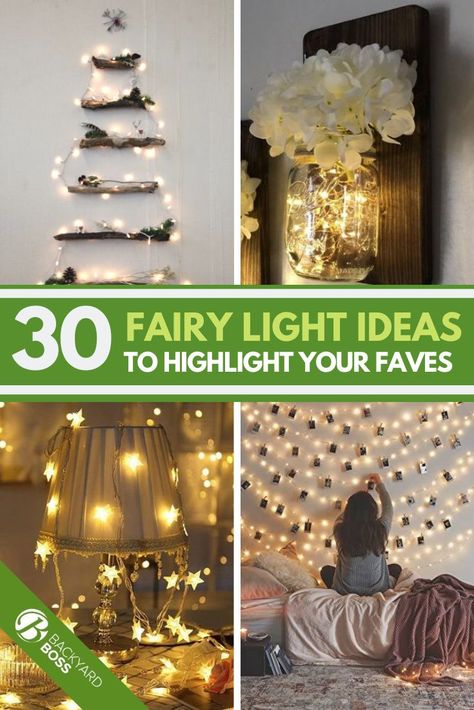 Mirror With Fairy Lights Around It, Fairy Light Jars Diy, Indoor String Light Ideas, Fairy Light Projects, Cozy Fairy Lights, Lights In A Jar, Fairy Light Ideas, Magical Fairy Forest, Indoor Fairy Lights