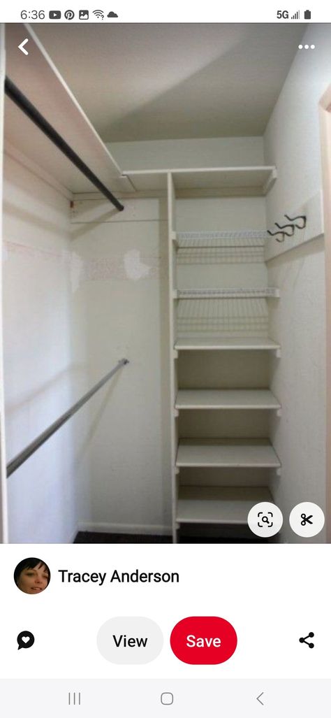 Small Deep Closet, Long Narrow Closet, Narrow Closet Design, Narrow Closet, Deep Closet, Small Walk In Closet, Closet Redo, Closet Planning, Closet Hacks