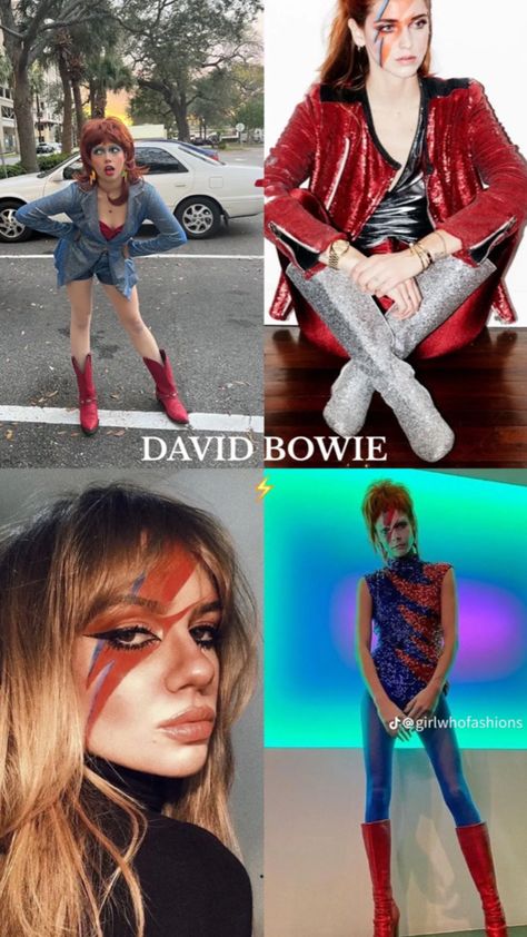 David Bowie Costume Ziggy Stardust, Ziggy Stardust Halloween, Rockstar Halloween Costume, Ziggy Stardust Costume, David Bowie Costume, Casual Halloween Costumes, Rockstar Costume, Rock Costume, 80s Halloween Costumes