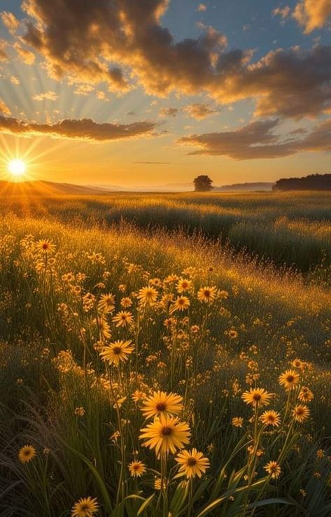 Golden Hour Landscape, Meadow Background, Sunset Meadow, Farm Sunset, Meadow Of Flowers, Landscape Meadow, Golden Meadow, Spring Sunset, Warm Sunset