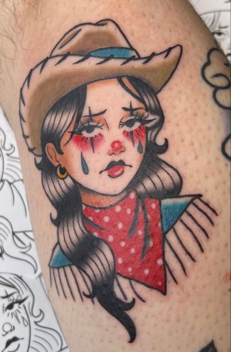 Traditional Cowgirl, Rodeo Clown, American Traditional Tattoo, American Traditional, Traditional Tattoo, Rodeo, Tattoo Designs, Cowboy, Tattoos