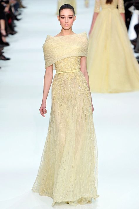 Dress Elie Saab Haute Couture, Ellie Saab, Elie Saab Spring, Elie Saab Couture, True Summer, Spring Couture, فستان سهرة, Soft Yellow, Yellow Fashion