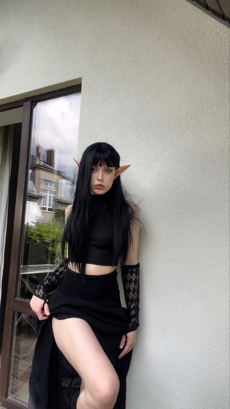 #cosplay manga girl anime fashion #cosplay #anime #girl #style #instagram #aesthetic #fashion anime cosplay girl with black hair pinterest #pinterest insta Elf Rave Outfit, Goth Elf Costume, Dark Elf Halloween Costume, Elf Cosplay Outfit, Elf Outfit Ideas, Elf Fairy Costume, Dark Elf Costume, Dark Elf Aesthetic, Dark Elf Cosplay