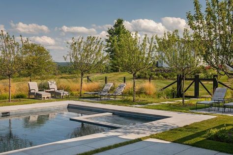 Country Pool Landscaping, Country Pool, Farm Fence, Garden Architecture, Decks Backyard, Decks And Porches, Pool Landscaping, Backyard Oasis, Outdoor Areas