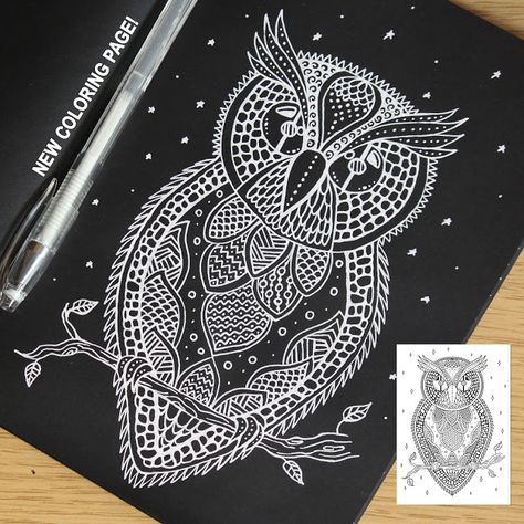 Drawings With White Pen, Black Page Drawing, Painting With White Pen, Drawing On Black Paper With White Pen, White Gel Pen Art Black Paper, Black Paper Art Gel Pens, White Pen Art On Black Paper Mandala, Drawing On Black Sheet, Black Sheet Drawings