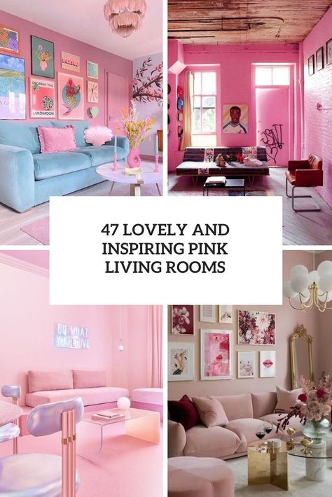 47 Lovely And Inspiring Pink Living Rooms - DigsDigs Pink Family Room, Pink Living Rooms, Mauve Living Room, Pink Living Room Ideas, Blush Living Room, White Walls Living Room, Feminine Living Room, Pink Accent Walls, Glamorous Room