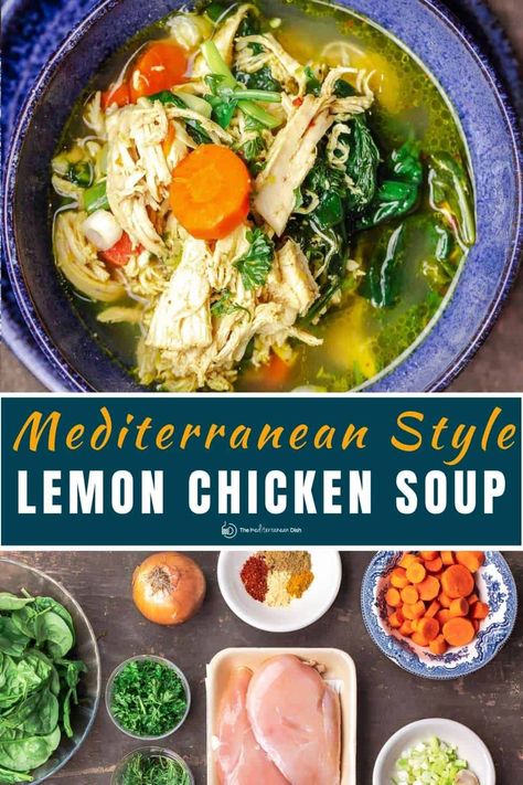 Turmeric Lemon Chicken Soup, Lemon Turmeric Chicken Soup, Chicken Soup Mediterranean, Mediterranean Chicken Soup Recipe, Mediterranean Lemon Chicken Soup, Clean Eating Chicken Soup Recipes, Chicken Turmeric Soup, Ground Turkey Mediterranean, Zepbound Recipes