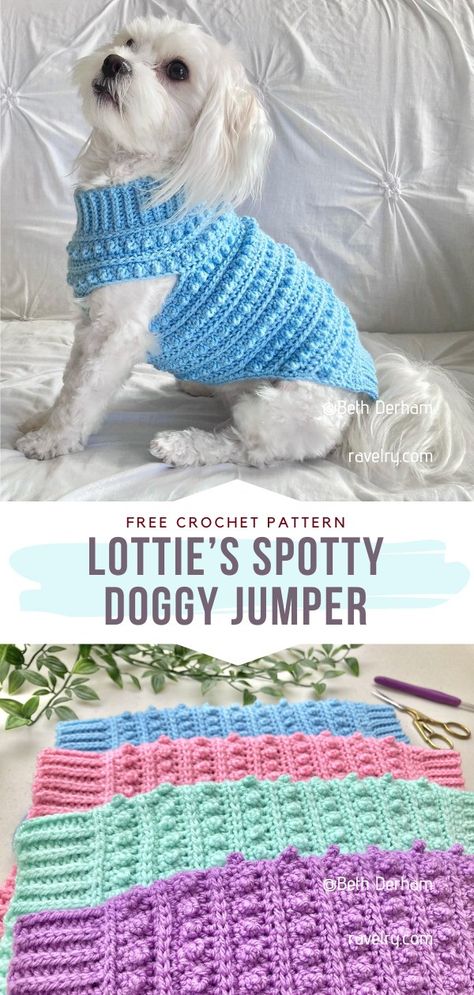 Cute Dog Sweater Crochet Pattern, Crochet Pet Sweater Pattern, Simple Crochet Dog Sweater, Free Crochet Patterns For Dogs Sweaters, Free Pattern Crochet Dog Sweater, Crochet Dog Coat Free Pattern Easy, Puppy Sewing Projects, Crochet Chihuahua Hat Pattern Free, Crochet Weiner Dog Sweater Free Pattern