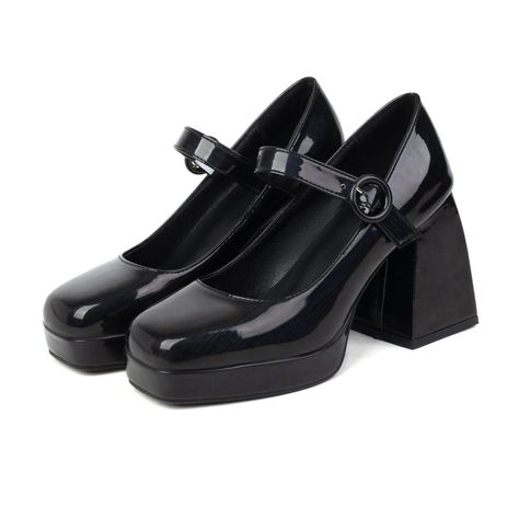 Mary Janes Heels, Heels For Ladies, Mary Jane Platform Shoes, Men Shoes Formal, Dr Shoes, Heeled Pumps, Uniform Dress, Platform Mary Janes, Chunky High Heels