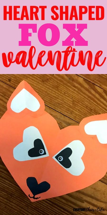 Fox Valentine Card, Animals Paper Craft, Heart Shaped Paper, February Themes, Fox Valentine, February Art, Fox Diy, Valentine Art Projects, Heart Animals