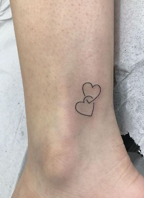 Heart Related Tattoos, Small Love Heart Tattoo Design, Tiny Date Tattoos For Women, Two Hearts One Love Tattoo, Heart Tattoo For Best Friends, 2 Hearts Tattoo Ideas, Cute Tattoos Heart, Heart Designs Tattoo, Small Tattoos To Get With Your Mom