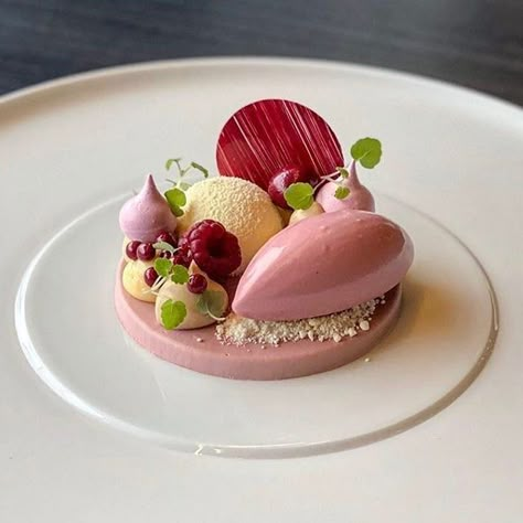 Fancy Desserts Presentation, Fine Dining Desserts, Gourmet Food Plating, Plated Dessert, Plating Ideas, Dessert Plating, Fancy Desserts, Candy Desserts, Plated Desserts