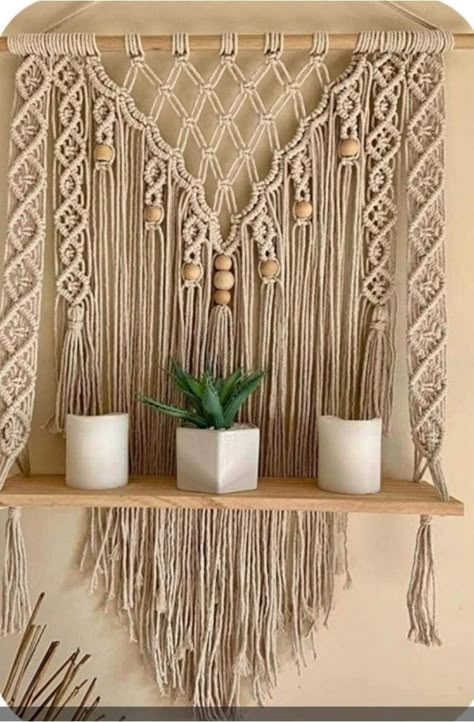 فن النسيج, Macrame Hanging Shelf, Macrame Hanging Chair, Pola Macrame, Art Macramé, Macrame Shelf, Free Macrame Patterns, Macrame Mirror, Makramee Diy