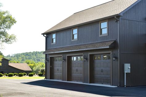 26x40x17 2-Story Garage in Broad Run, VA (RDA22020) - Superior Buildings Tall Garage Ideas, Two Story Attached Garage, 2 Story Garage Apartment, Brown Garage Doors, 3car Garage, Brown Garage Door, Two Story Garage, Detached Garage Designs, Garage Goals