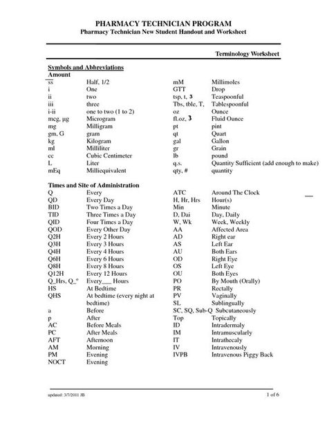 Printables Pharmacy Technician Worksheets Lemonlilyfestival Pharmacy Abbreviations, Pharmacy Printable, Pharmacy Technician Study Notes, Anatomy Terminology, Abbreviations Worksheet, Phlebotomy Notes, Pharmacy Notes, Ptcb Exam, Ma Notes