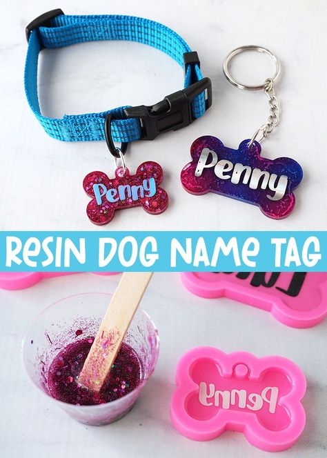 Resin Dog Name Tag, #abstractpainting #abstractart #art #goldleafart Diy Dog Id Tag, Diy Dog Tags How To Make, How To Make Resin Dog Tags, Resin Dog Tags Diy, Dog Crafts To Sell, Diy Dog Tag, Dog Tags Diy, Resin Dog Tags, Activity Jar