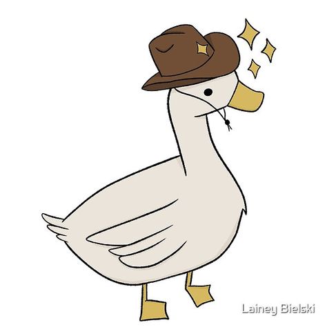 Duck With Cowboy Hat, Goose With Cowboy Hat Tattoo, Goose Hat, Cowboy Frog Drawing, Animals With Cowboy Hats Drawing, Animals With Hats Drawings, Cow Boy Hat Sketch, Silly Goose Painting, Goose Sketch